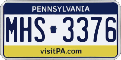 PA license plate MHS3376