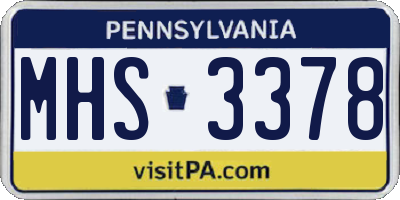 PA license plate MHS3378
