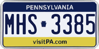 PA license plate MHS3385