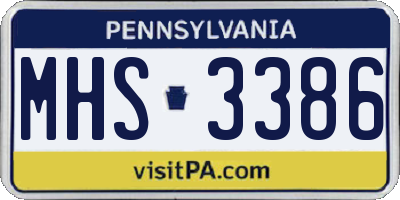 PA license plate MHS3386