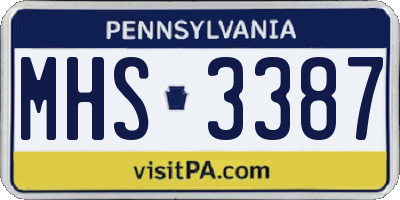 PA license plate MHS3387