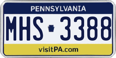 PA license plate MHS3388