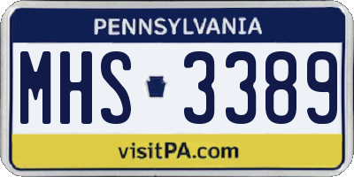 PA license plate MHS3389