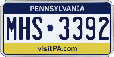 PA license plate MHS3392