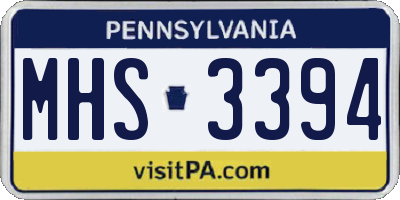 PA license plate MHS3394
