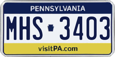 PA license plate MHS3403