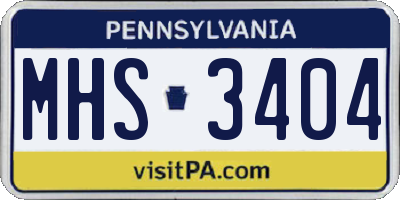 PA license plate MHS3404