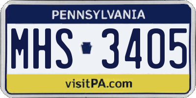 PA license plate MHS3405