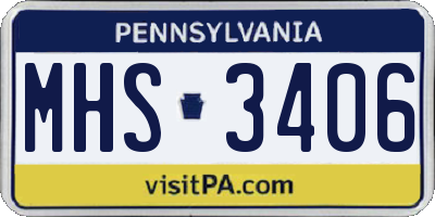 PA license plate MHS3406