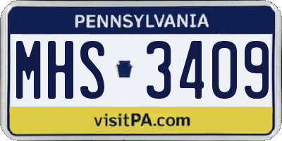 PA license plate MHS3409