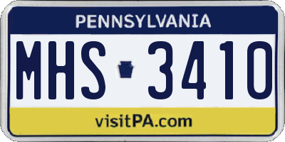 PA license plate MHS3410