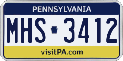 PA license plate MHS3412