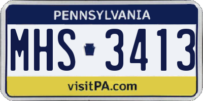 PA license plate MHS3413