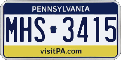PA license plate MHS3415