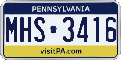 PA license plate MHS3416
