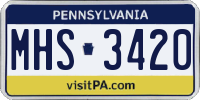 PA license plate MHS3420