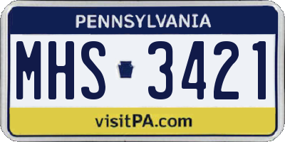 PA license plate MHS3421