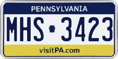 PA license plate MHS3423