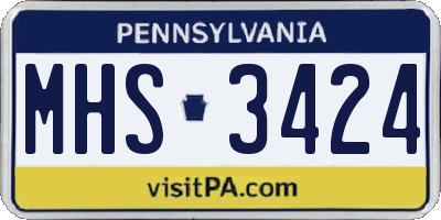 PA license plate MHS3424