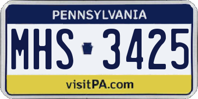 PA license plate MHS3425