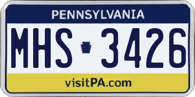 PA license plate MHS3426