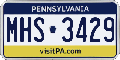 PA license plate MHS3429