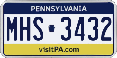 PA license plate MHS3432