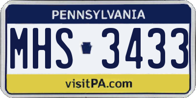 PA license plate MHS3433