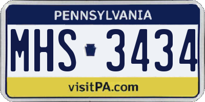 PA license plate MHS3434