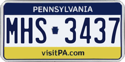 PA license plate MHS3437