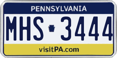 PA license plate MHS3444