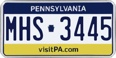 PA license plate MHS3445