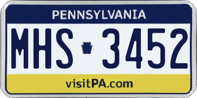 PA license plate MHS3452