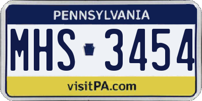 PA license plate MHS3454