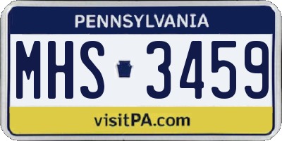 PA license plate MHS3459