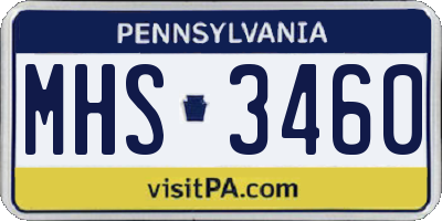 PA license plate MHS3460