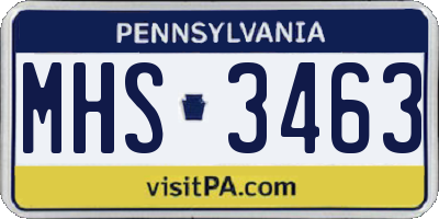 PA license plate MHS3463