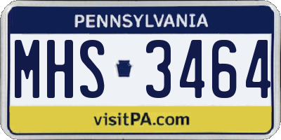 PA license plate MHS3464