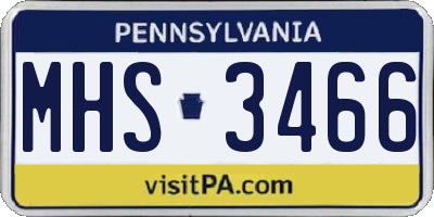 PA license plate MHS3466
