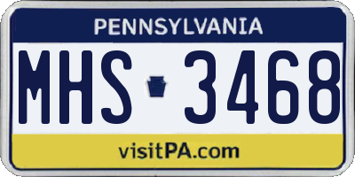 PA license plate MHS3468