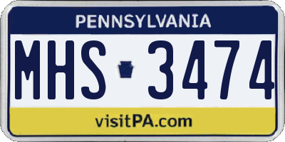 PA license plate MHS3474