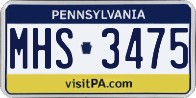 PA license plate MHS3475