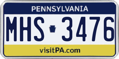 PA license plate MHS3476