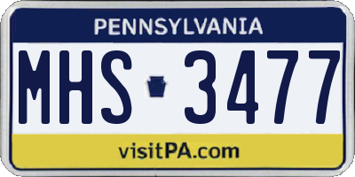 PA license plate MHS3477