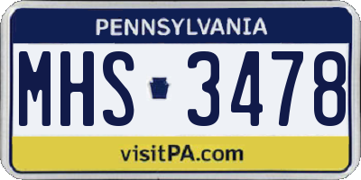 PA license plate MHS3478