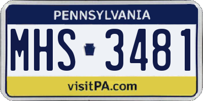 PA license plate MHS3481