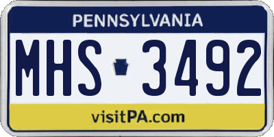 PA license plate MHS3492