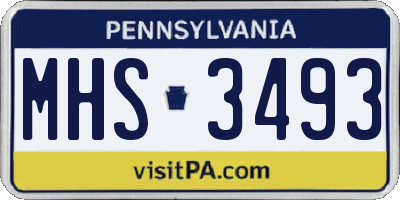 PA license plate MHS3493