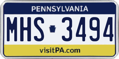 PA license plate MHS3494