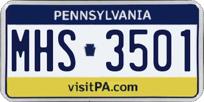 PA license plate MHS3501
